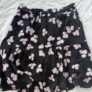 The Kooples- Silk Black Floral Tiered Mini Skirt